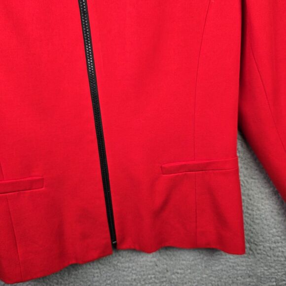 Vintage Jacqueline Ferrar Blazer Jacket Womens 8 Red Full Zipper Lined - Picture 6 of 10